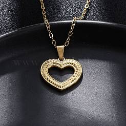 Ожерелья с подвеской в виде полого сердца из нержавеющей стали 304&nbsp;NJEW-M096-13G