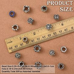 50 шт. 10 стиля старинные посеребренные металлические сплавы со стразами европейские бусины&nbsp;ALRI-YW0001-29