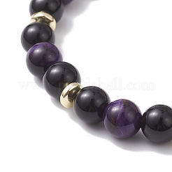 Женские браслеты с круглыми бусинами из натурального тигрового глаза&nbsp;BJEW-JB12762