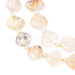 Нити резных бусин из натурального золота с рутиловым кварцем&nbsp;G-H339-A02-01