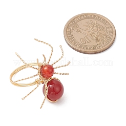 Перстни из натурального сердолика с бусинами&nbsp;RJEW-TA00210-01