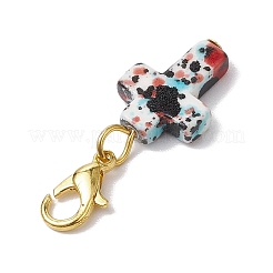 Подвески в форме креста из синтетической бирюзы&nbsp;HJEW-JM02570