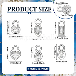 6 шт. 6 стиля 925 подвески из стерлингового серебра с кристаллами и стразами&nbsp;STER-BC0003-72