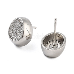 Латунные серьги-гвоздики с овальным покрытием&nbsp;EJEW-N055-38P-RS