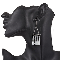 Серьги-подвески из стеклянных бусин ручной работы&nbsp;EJEW-TA00698