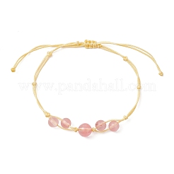 Синтетические вишневые кварцевые стеклянные круглые бусины плетеные браслеты из бусин для женщин&nbsp;BJEW-JB11980