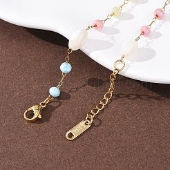 Браслеты из стеклянных круглых бусин и натуральных ракушек&nbsp;BJEW-G774-03G