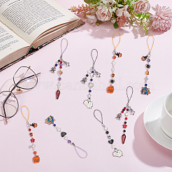 Наборы для изготовления ремешков для мобильных телефонов своими руками из акриловых/стеклянных бусин и эмалевых сплавов на тему Хэллоуина&nbsp;DIY-SC0031-90