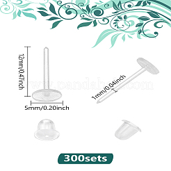 300 шт. прозрачные пластиковые серьги-гвоздики&nbsp;EJEW-LP0001-75