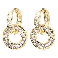 Латунные серьги-кольца из прозрачного кубического циркония&nbsp;EJEW-C181-09G