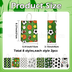 16 шт. 8 стили бумажных сумок с футбольным принтом&nbsp;ABAG-SP0001-55
