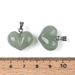 Массивные подвески в форме сердца из натурального зеленого авантюрина&nbsp;G-T143-19F