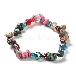 3 шт. эластичные браслеты в стиле бохо из натуральной бирюзы и стеклянных бусин для женщин&nbsp;BJEW-S178-03