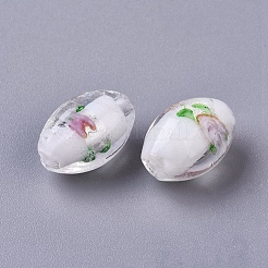 Ручная серебряная фольга стеклянные бусины Lampwork&nbsp;X-LAMP-Q030-02P