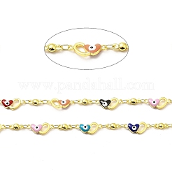 Сердце ручной работы из латуни с эмалью и цепочкой от сглаза&nbsp;CHC-I045-10G