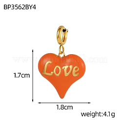 Подвески в форме сердца со словом «любовь» из нержавеющей стали 304 с эмалированным покрытием&nbsp;STAS-OY004-10G