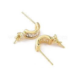 Фурнитура для серег-гвоздиков из латуни с паве из прозрачного кубического циркония&nbsp;KK-D369-08G