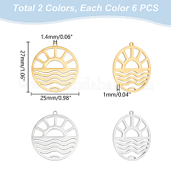 12 шт. подвески из нержавеющей стали 201 двух цветов&nbsp;STAS-UN0060-26