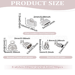 90 шт. 3 стиля тибетских сплавных торцевых заглушек&nbsp;TIBE-LP0001-08