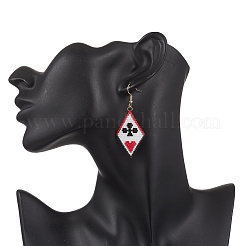 Серьги-подвески из ромбовидного бисера ручной работы&nbsp;EJEW-MZ00631