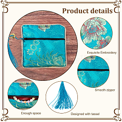 10 шт. 10-х цветные квадратные тканевые мешочки на молнии в стиле ретро&nbsp;ABAG-PH0001-31