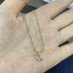 Ожерелья с подвесками в виде ромбов из нержавеющей стали 304 с прозрачными кубическими цирконами&nbsp;FS-WG09C14-01