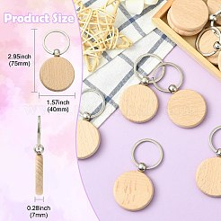1 комплект из 20 шт. брелоков из нержавеющей стали и дерева бука&nbsp;ST-CJ0028-09