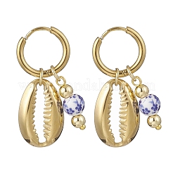 Серьги-кольца в форме ракушки из латуни&nbsp;EJEW-JE06738