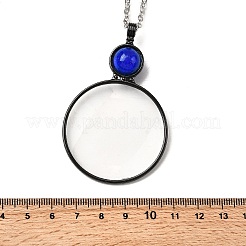 Ожерелье с плоским круглым стеклянным увеличительным кулоном для женщин&nbsp;NJEW-K125-01B-04