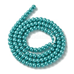 Круглые бусины из экологически чистого окрашенного стекла с жемчугом&nbsp;LS-HY-A002-4mm-RB073