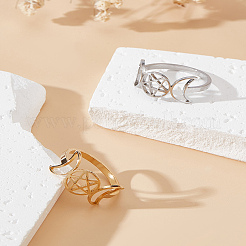 2 шт. 2-х цветные тройные лунные кольца из нержавеющей стали 304 для женщин&nbsp;RJEW-LP0001-38