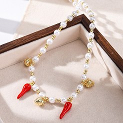 Ожерелья из латунных бусин с микропаве из прозрачного кубического циркония NJEW-Z059-04G-01