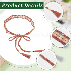 1 шт. хлопковые и льняные цветочные кружевные пояса с кисточками для талии и живота&nbsp;AJEW-GF0012-32B