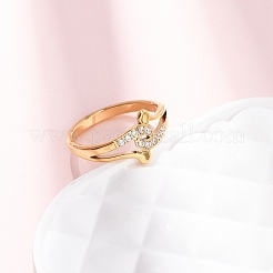 Женские кольца из нержавеющей стали 304 с прозрачным кубическим цирконием&nbsp;RJEW-Z115-01G