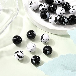 40 шт. 2-цветные непрозрачные акриловые круглые бусины&nbsp;ACRP-FP0001-02