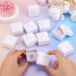 Квадратные бумажные подарочные коробки для колец с бантом&nbsp;CON-TAC0010-80E