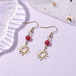 Серьги с подвесками из натурального малайзийского нефрита (окрашенные)&nbsp;EJEW-JE05818