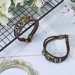 Кожаные многожильные браслеты с широким шнуром&nbsp;BJEW-WH20009-04