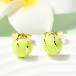 Теннисные латунные эмалированные серьги-гвоздики&nbsp;EJEW-H108-21G