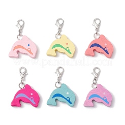 Подвесные украшения из натурального дерева в виде дельфина&nbsp;HJEW-JM03339