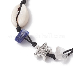 Плетеные браслеты из бусин из натуральных и синтетических драгоценных камней и ракушек каури&nbsp;BJEW-JB11834-02