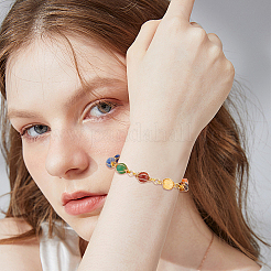 2 шт. круглые браслеты из натуральных смешанных драгоценных камней для женщин&nbsp;BJEW-UN00019