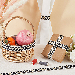 3 ярд полиэстеровых жаккардовых лент с листочками&nbsp;SRIB-WH20020-020C