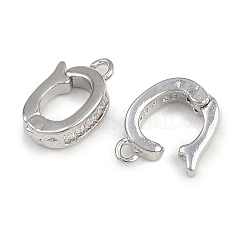 Овальные латунные застежки с микропаве из прозрачного кубического циркония&nbsp;KK-A269-42P