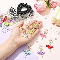 Наборы для самостоятельного изготовления подвесных сережек/ожерелья в виде девушки-балерины из сплава&nbsp;DIY-YW0012-23