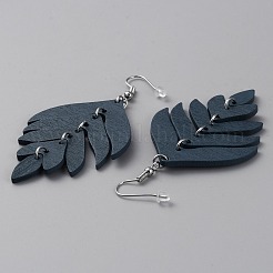 Серьги с подвесками в виде листьев дерева&nbsp;EJEW-WH0010-25P-03