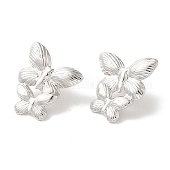 Серьги-гвоздики из латуни с бабочкой и покрытием стойки&nbsp;EJEW-B062-36P