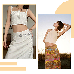 1 шт. тибетский стиль сплав овальный и череп крупного рогатого скота голова цепи звенья талии живота тела цепи для женщин&nbsp;AJEW-DC0003-23AS