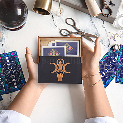 1 шт. прямоугольные гравированные деревянные коробки для хранения карт Таро с крышкой-слайдером для гадания&nbsp;CON-DC0001-17B