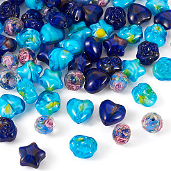80 шт. 8 вида стеклянных бусин миллефиори&nbsp;GLAA-TA0003-43B